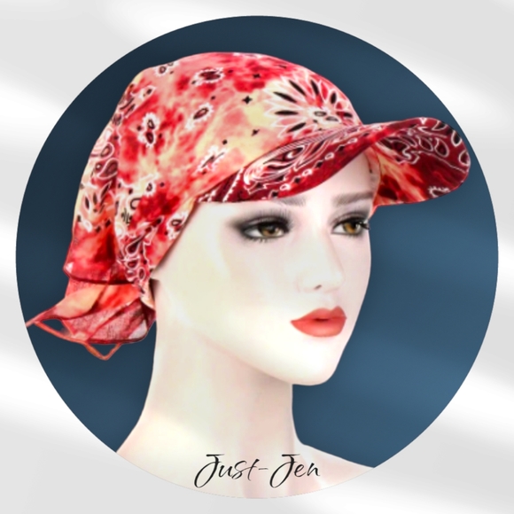 Burgundy Retro Stylish Bandana Scarf Sun Cap!! Make An Offer Today!! - Picture 9 of 10